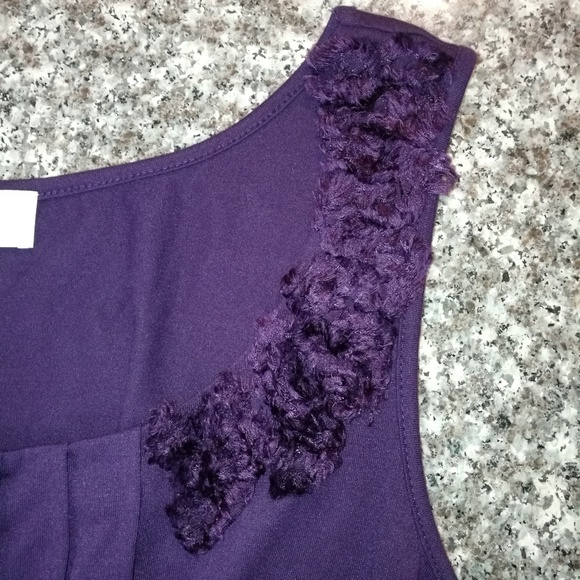 SOLD LOFT Plum Pleated Front Tie Dress Medium - Picture 5 of 7